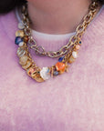 Chunky Charm Necklace (blue/orange)