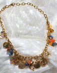 Chunky Charm Necklace (blue/orange)