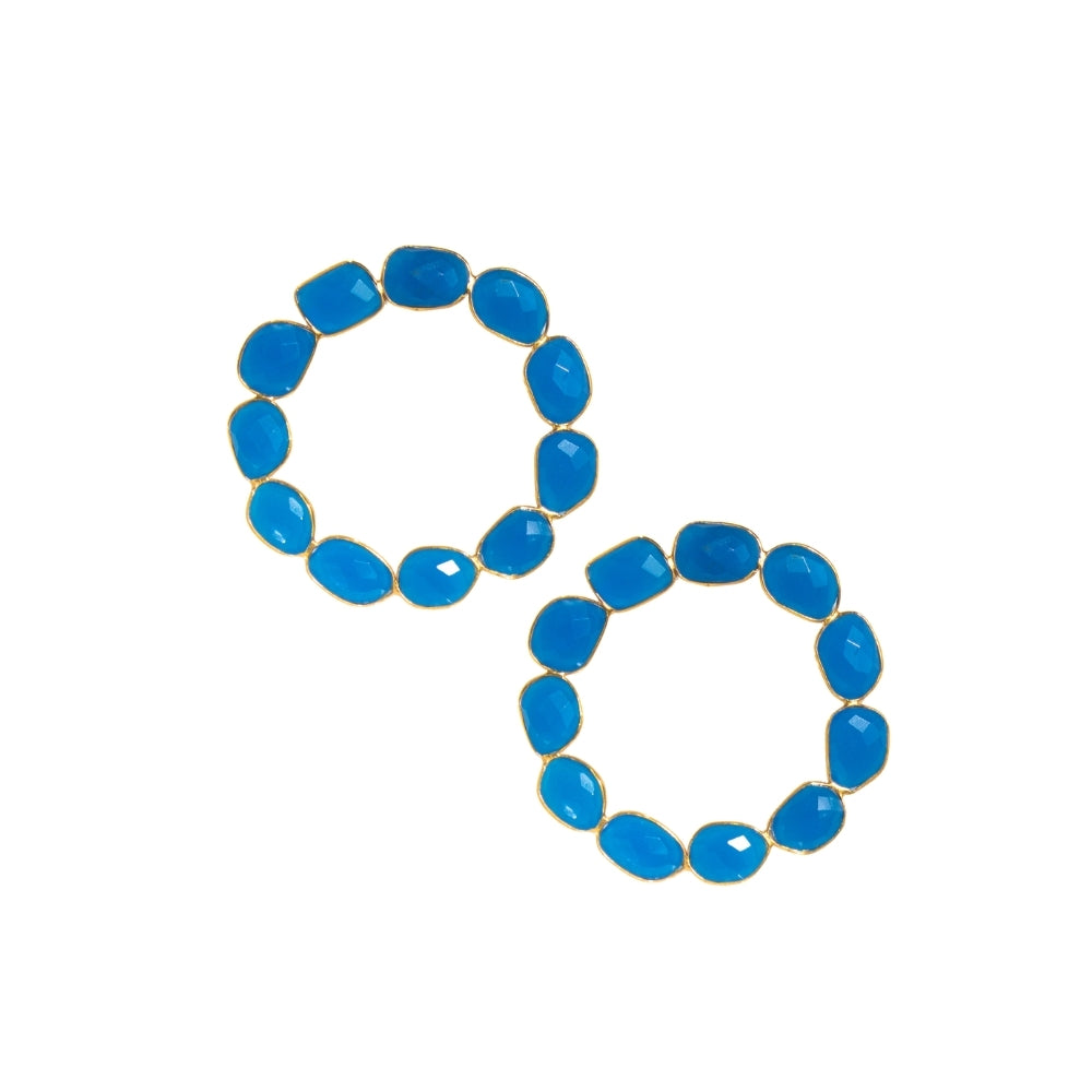Chromatic Circle Stud | Gold and Blue