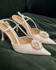 Pearl Flower Gold Shoe Clips