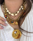 Chunky Charm Necklace (blue/orange)