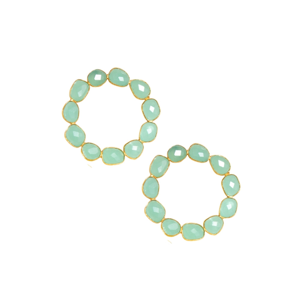 Chromatic Circle Stud | Gold and Aqua