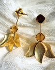 Inverted Lotus Earrings | Gold/Purple and Yellow