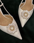 Pearl Flower Gold Shoe Clips