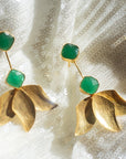 Inverted Lotus Earrings | Gold/Mid Green