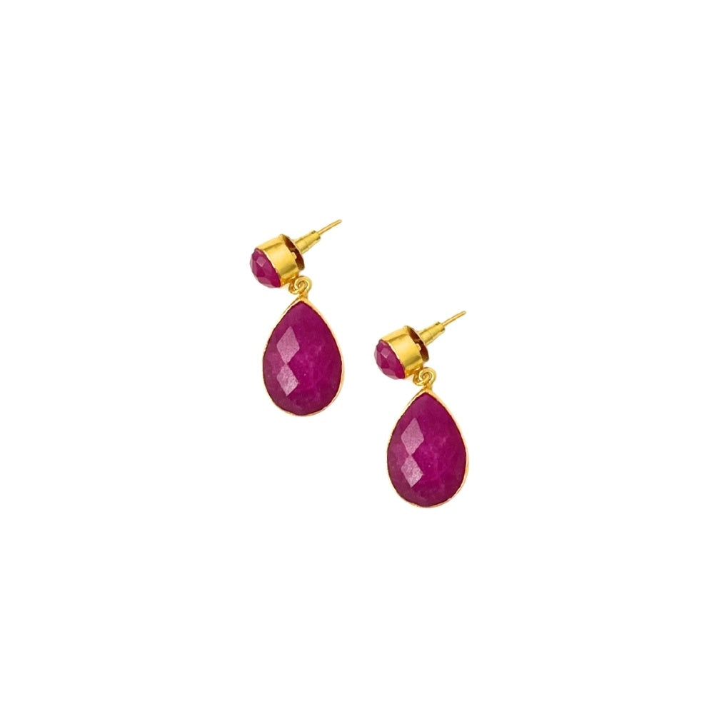 Amara Drop Earrings | Gold and Fuchsia pink