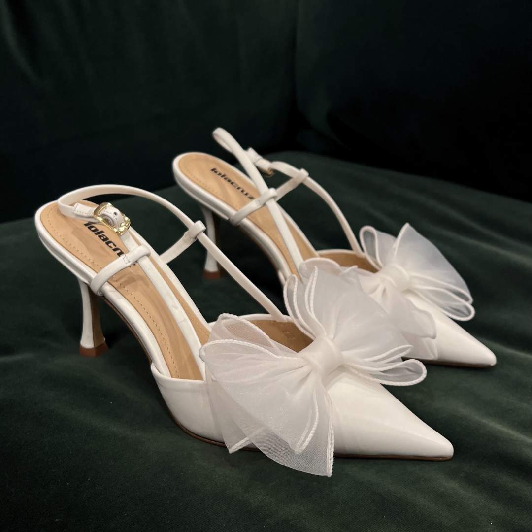 White Bow Shoe Clips