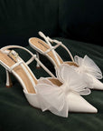 White Bow Shoe Clips