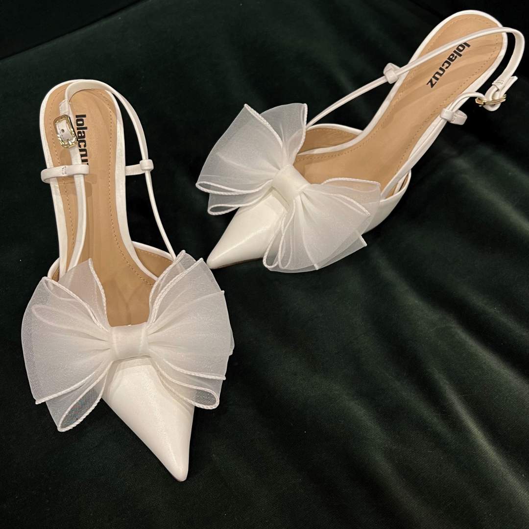 White Bow Shoe Clips