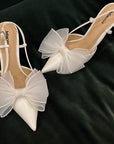 White Bow Shoe Clips