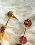 Inverted Lotus Earrings | Gold/Fuchsia Pink