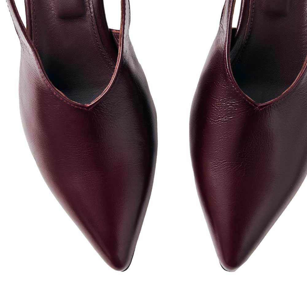 Eros Burgundy | Low Heel Leather Pump