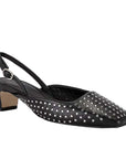 Lindy Studs Black | Leather Slingback Pump