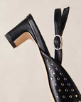 Lindy Studs Black | Leather Slingback Pump