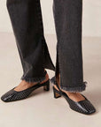 Lindy Studs Black | Leather Slingback Pump