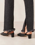Lindy Studs Black | Leather Slingback Pump