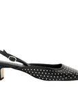 Lindy Studs Black | Leather Slingback Pump