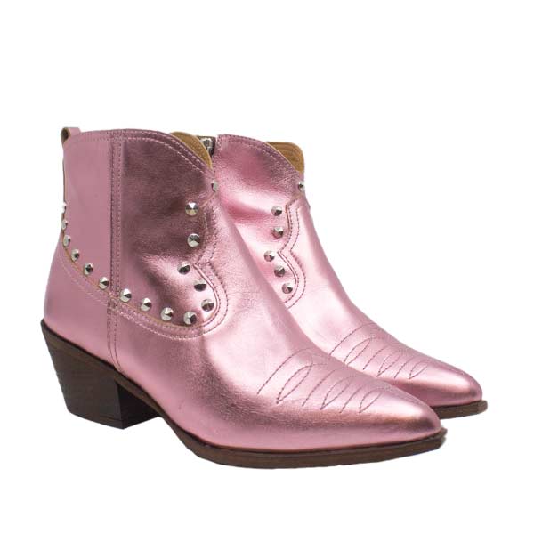 Baltarini -Jessie- Women's Pink Metallic Western Cowboy boot at The Nowhere Nation