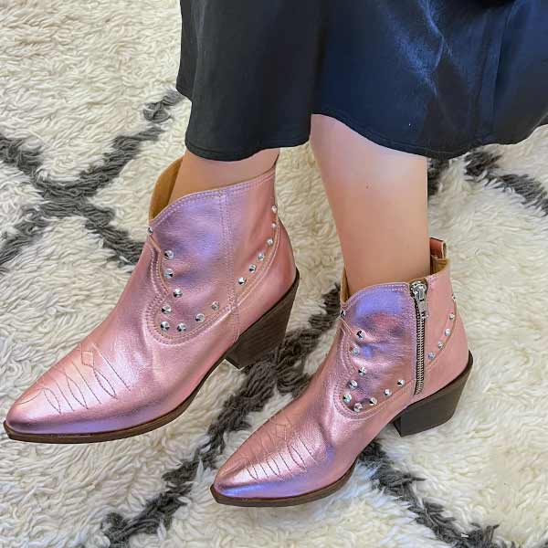 Jessie Pink | Metallic Western Boots