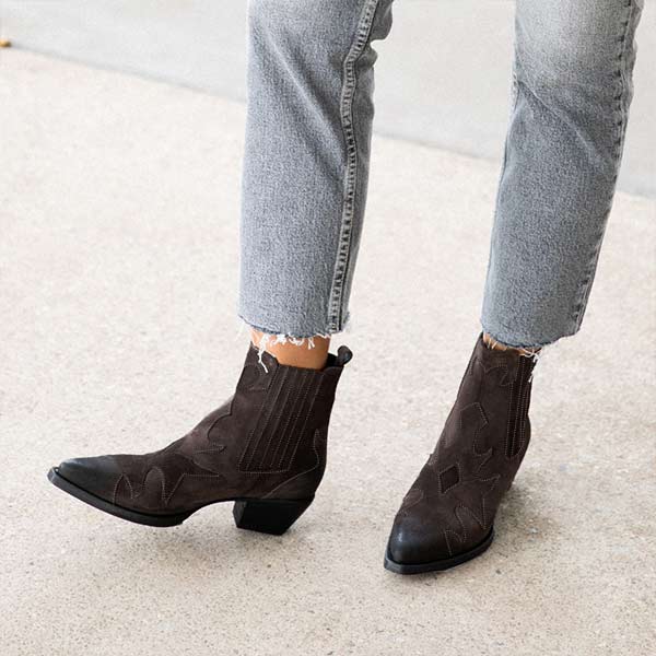 Billi Bi - A34741- Women's Chocolate Grey Western Boot at The Nowhere Nation