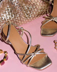 A8171 Gold | Strappy Leather Sandal