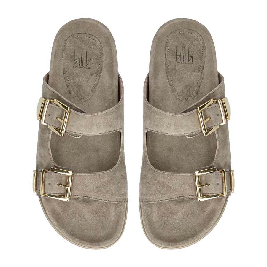 A8621 Taupe | Buckle Suede Slide