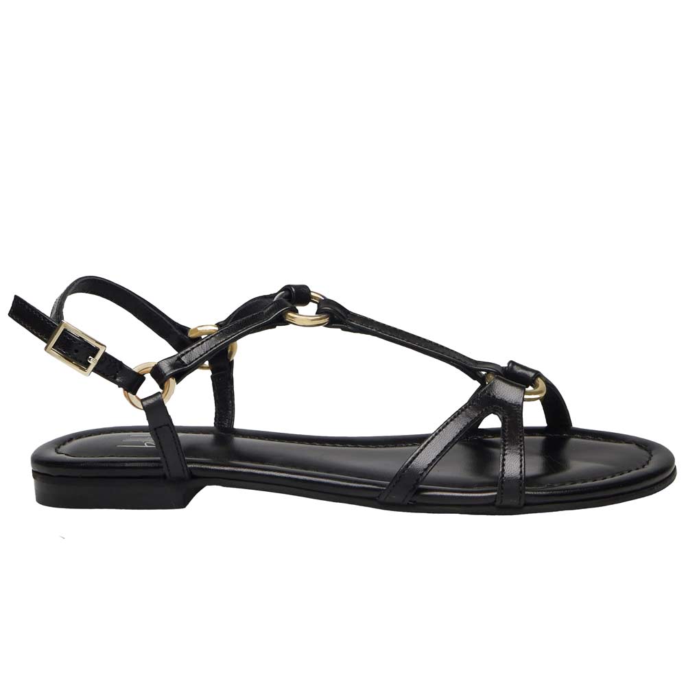 Billi Bi - A8700 Black- Women's Flat leather sandal at The Nowhere