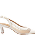 A17507 White | Leather and Mesh Slingback Pump