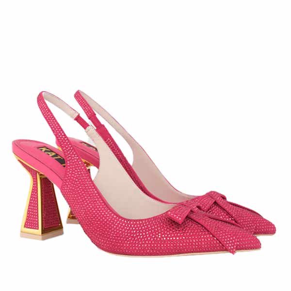 Kat Maconie Eloise pink crystal embellished slingback pump