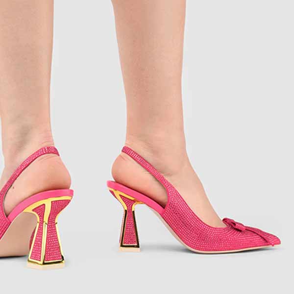 Kat Maconie Eloise pink crystal embellished slingback pump