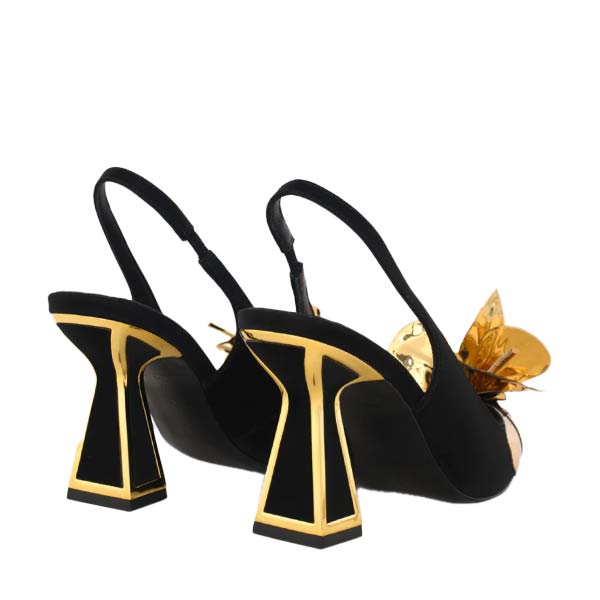 Kat Maconie Henni Black & Gold slingback pump