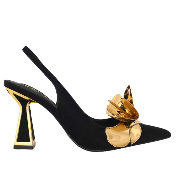 Kat Maconie Henni Black & Gold slingback pump