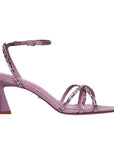 Ines Mauve | Embellished Satin Mid Heel Sandal