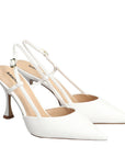 Carmen 85 White | Leather Slingback Pump