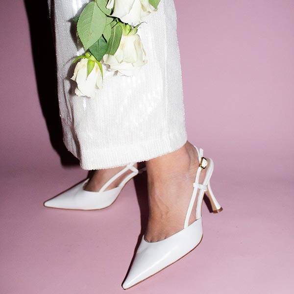 Carmen 85 White | Leather Slingback Pump