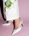 Carmen 85 White | Leather Slingback Pump