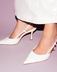Carmen 85 White | Leather Slingback Pump
