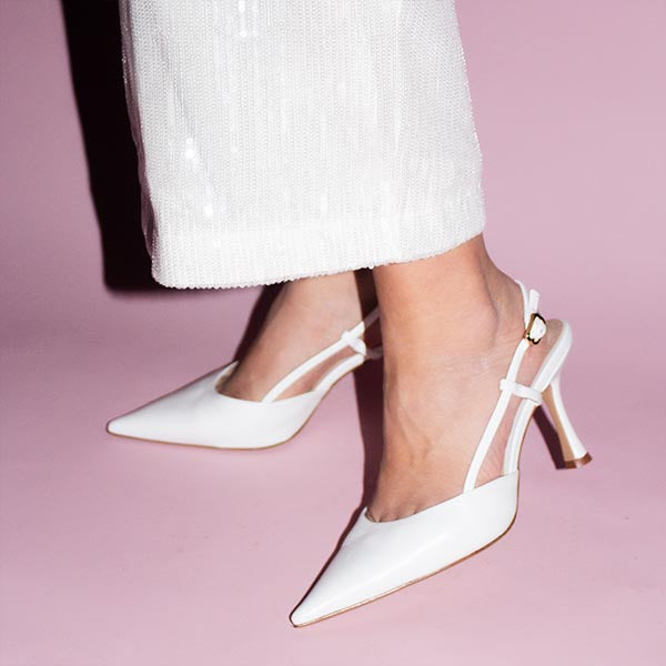 Carmen 85 White | Leather Slingback Pump