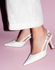 Carmen 85 White | Leather Slingback Pump