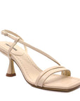 Lola Cruz Desana off-white leather mid heel strappy sandal