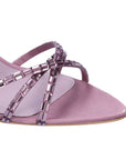 Ines Mauve | Embellished Satin Mid Heel Sandal