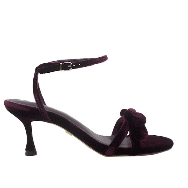 Lola Cruz - Mesola - Women's Burgundy Velvet Heels at The Nowhere Nation