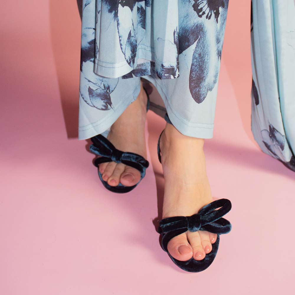Mesola Petrol Blue | Velvet Sandal