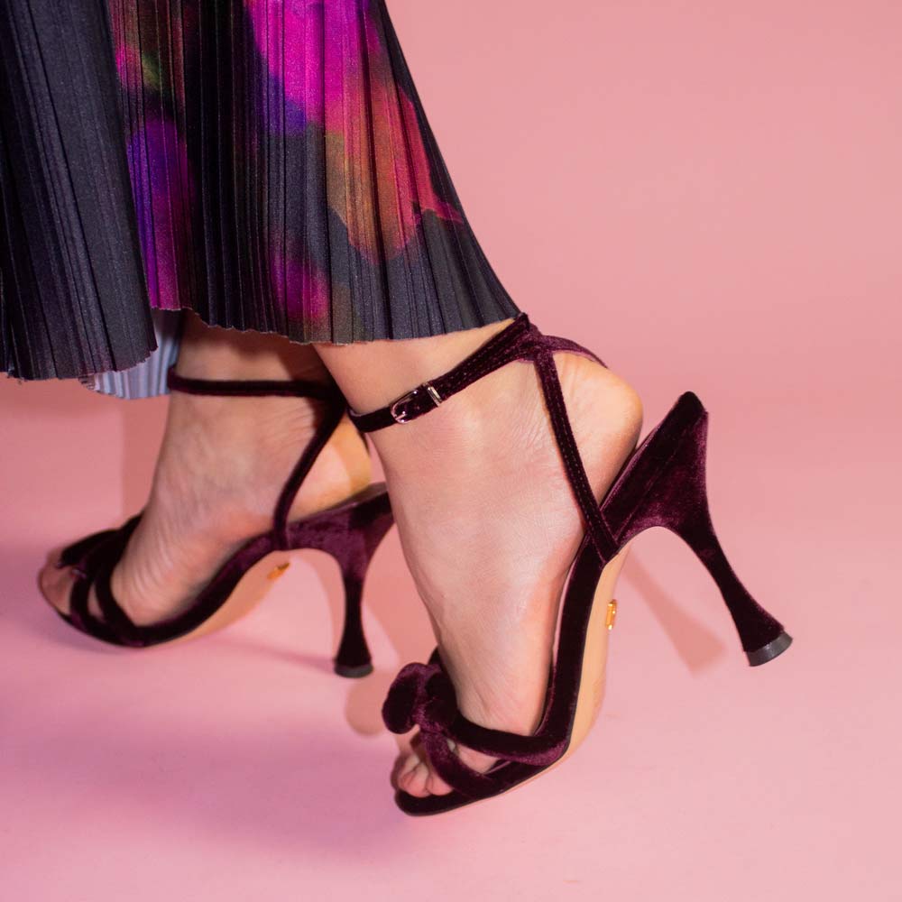 Milazzo Burgundy | Velvet High Heel Sandal