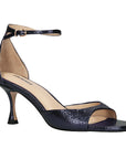Petrina Navy | Metallic Leather Sandal