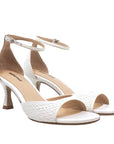 Petrina White Pearls | Mid Heel Sandal