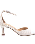 Petrina White Pearls | Mid Heel Sandal