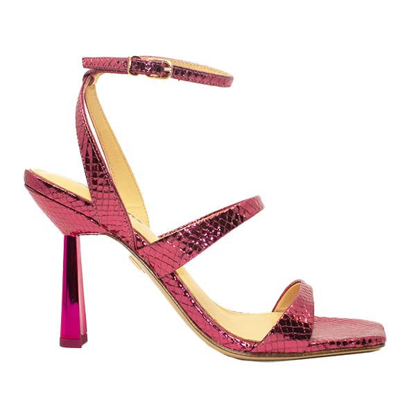 Lola Cruz Positano metallic fuschia high heel sandal