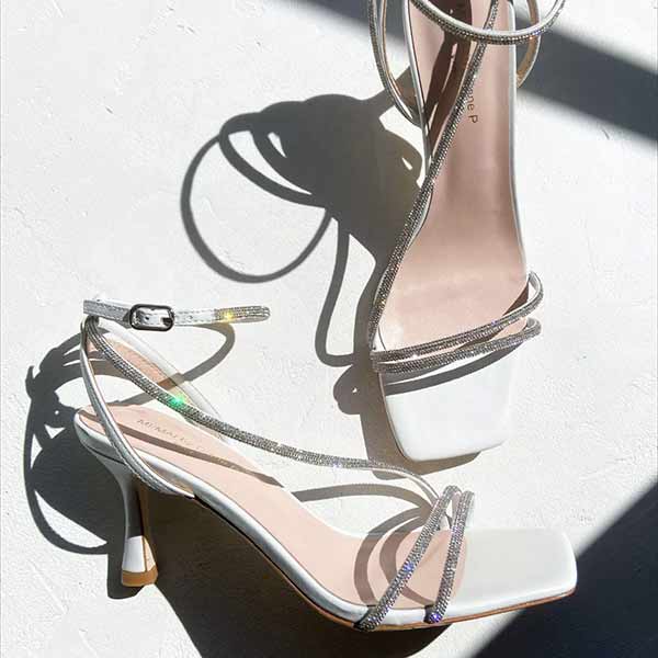 Capri White | Embellished strappy sandal