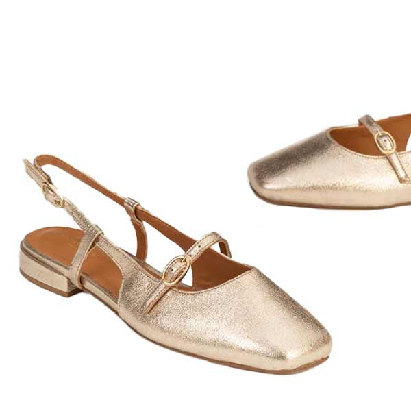 Maison Toufet- Bertille- Women's Gold Flat Mary-Jane at The Nowhere Nation